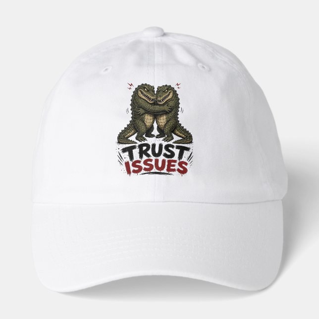 Trust Issues Grumpy Crocodile Illustration Hat (Front)