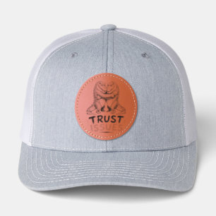 Trust Issues Grumpy Crocodile Illustration Leather Patch Hat