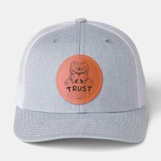 Trust Issues Grumpy Crocodile Illustration Leather Patch Hat
