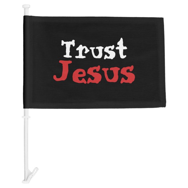 ‘Trust Jesus’ Christian Quote Car Flag (Front)
