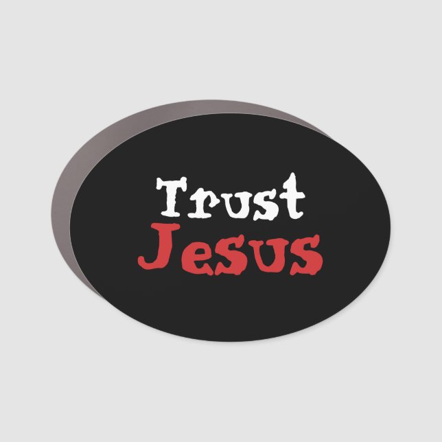 ‘Trust Jesus’ Christian Quote Car Magnet (Front)