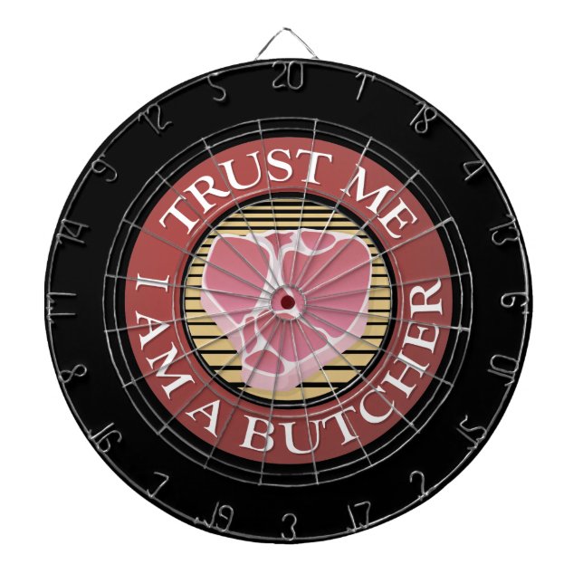 Trust me, I am a Butcher T-bone Dartboard With Darts (Front)