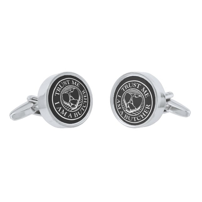 Trust me, I am a Butcher T-bone Silver Cufflinks (Angled)