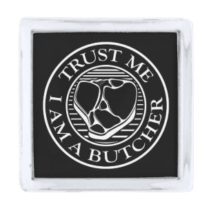 Trust me, I am a Butcher T-bone Silver Finish Lapel Pin