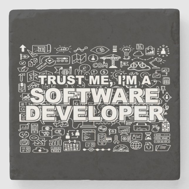 Trust Me I am a Software Developer Stone Coaster (Front)
