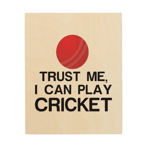 TRUST ME I CAN PLAY CRICKET WOOD WALL ART