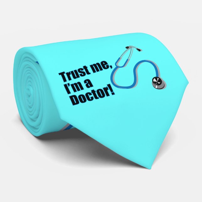 Trust Me I’m a Doctor Stethoscope Silk Tie (Rolled)