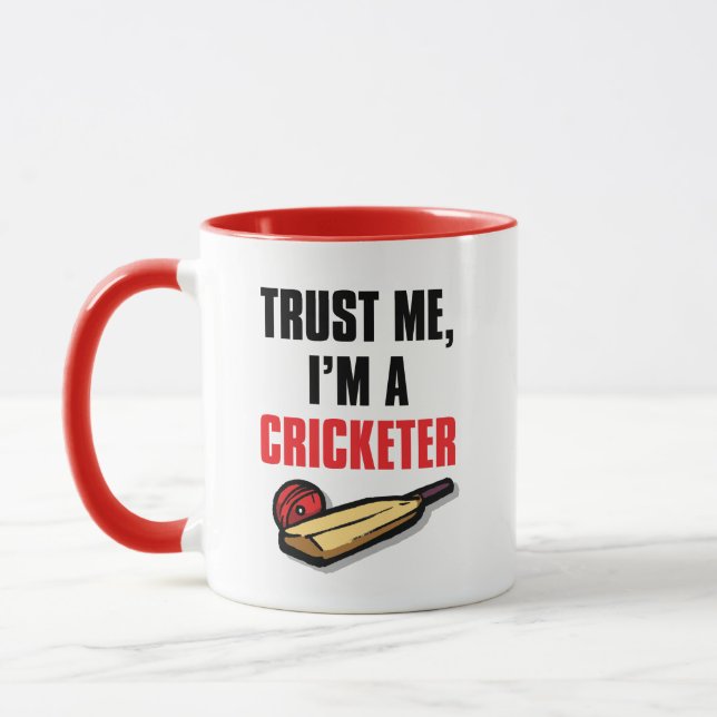 Trust Me, I'm a Cricketer Cricket Player Mug (Left)