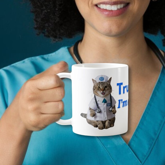 Trust me I'm a NHS nurse, cute cat doctor Coffee Mug (Creator Uploaded)