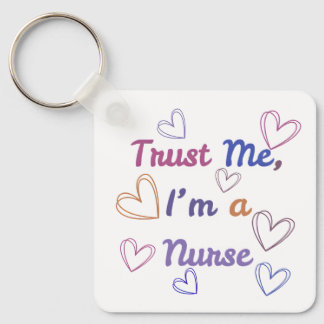 Trust Me, I'm a Nurse - Colorful Hearts Square Keychain