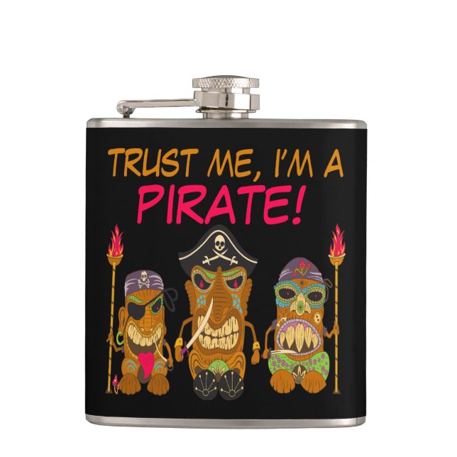 Trust Me, I'm a Pirate, Funny Tiki Pirates, Black Flask (Front)