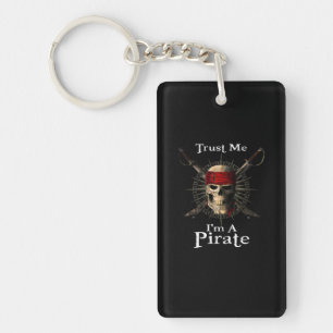 Trust Me I'm A Pirate Skull and Swords Funny Keychain