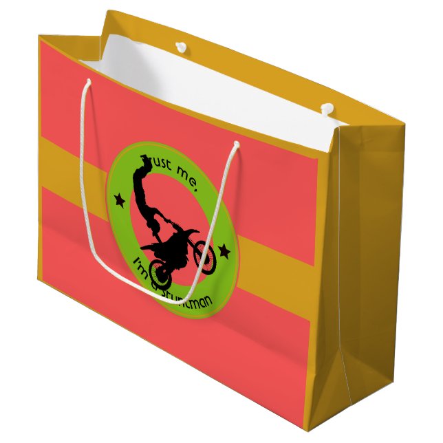 Trust me, I'm a stuntman Large Gift Bag (Front Angled)