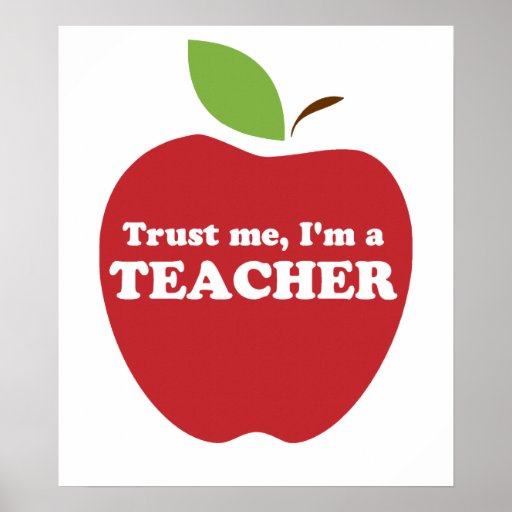 Trust Me, I'm a Teacher Red Apple Poster | Zazzle