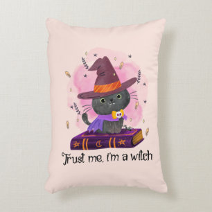 Trust Me I'm A Witch – Witch Cat on Magic Book Accent Pillow