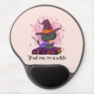 Trust Me I'm A Witch – Witch Cat on Magic Book Gel Mouse Pad
