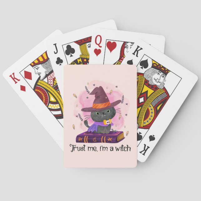 Trust Me I'm A Witch – Witch Cat on Magic Book Poker Cards (Back)