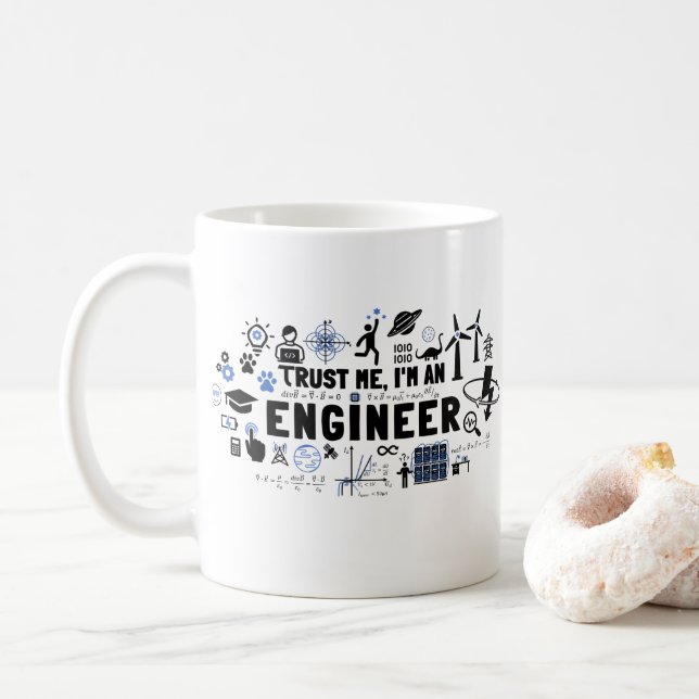 TRUST ME, I'M AN ENGINEER feat Maxwell equations Coffee Mug (With Donut)