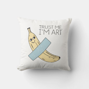 Trust Me I'm Art, Banana with Tape Throw Pillow