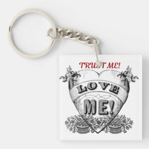 trust me, love me, simple classic valentines day keychain