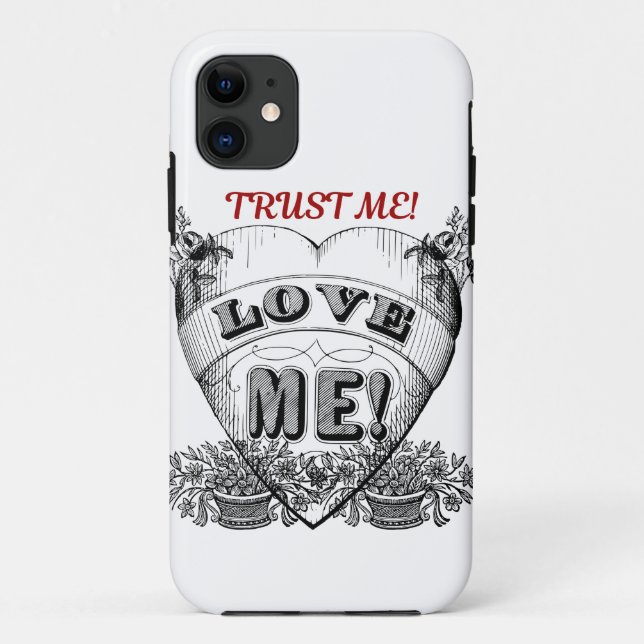 trust me! love me! Simple Valentine couple gift Case-Mate iPhone Case (Back)