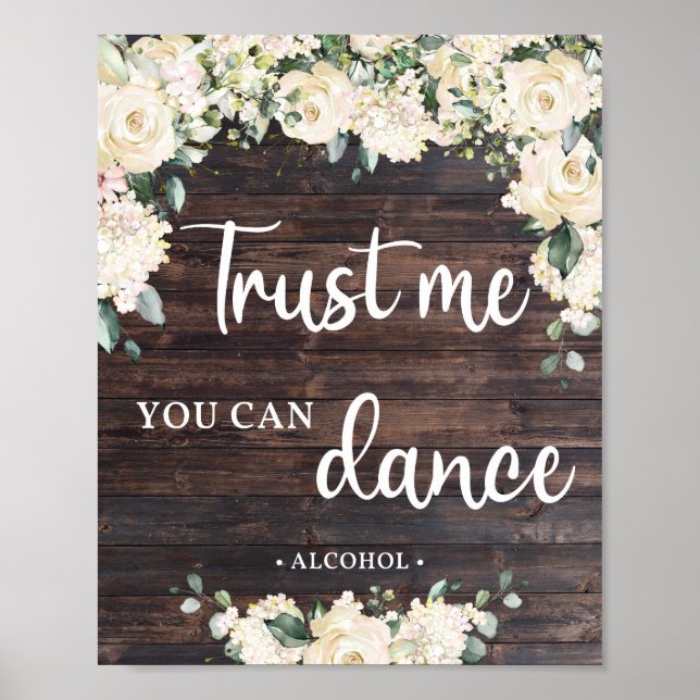 Trust me you can dance sign rustic wood greenery (Front)