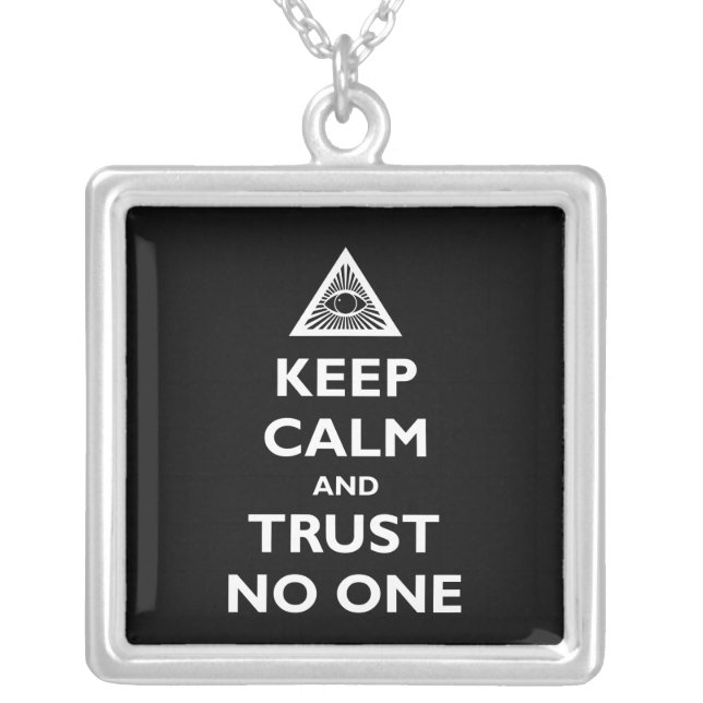 Trust No One Silver Plated Necklace (Front)