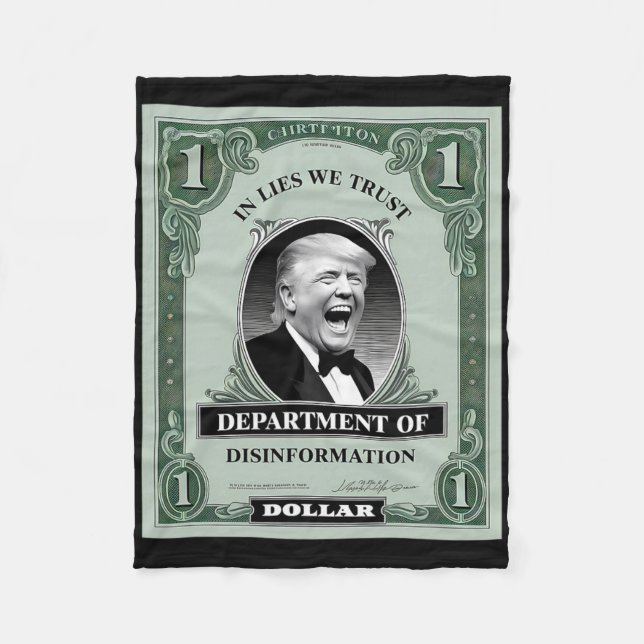 “trust Nobody” - Trump Banknote Parody 1  Fleece Blanket (Front)