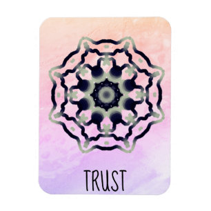 *~* "TRUST" Pink Black Gray Mandala Heart Chakra Magnet