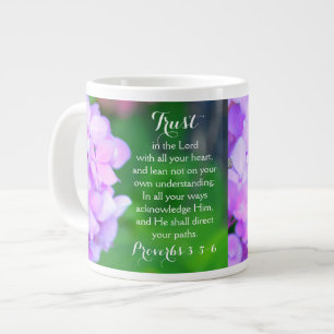 Trust Proverbs Christian Bible Floral Hydrangea Large Coffee Mug