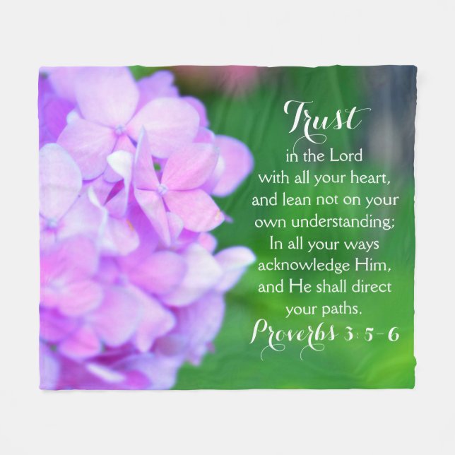 Trust Proverbs Christian Bible Floral Hydrangea Th Fleece Blanket (Front (Horizontal))