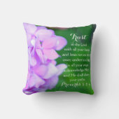 Trust Proverbs Christian Bible Floral Hydrangea Throw Pillow (Front)