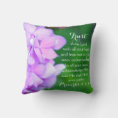 Trust Proverbs Christian Bible Floral Hydrangea Throw Pillow (Back)