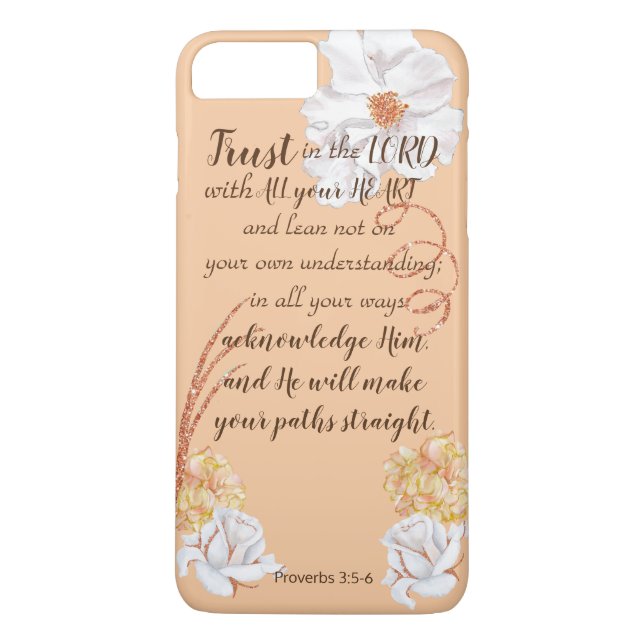 Trust The Lord White Roses In Gold Pink Case-Mate iPhone Case (Back)