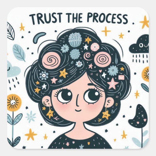 Trust the Process cartoon sticker (Front)