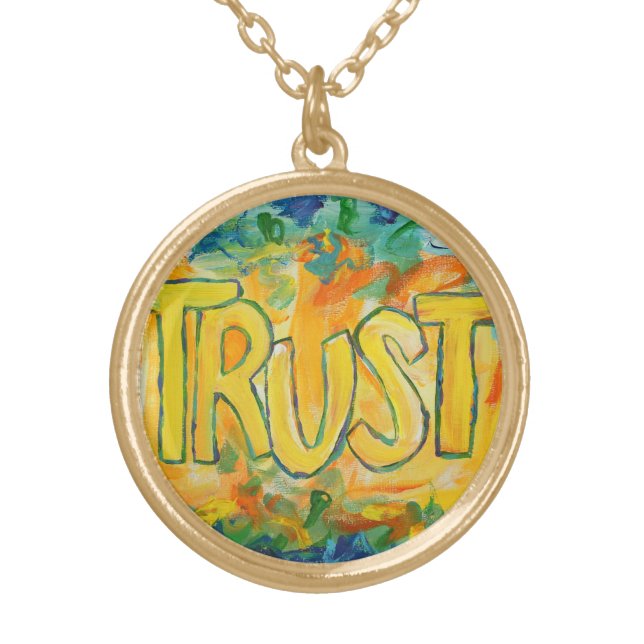 Trust Word Art Jewelry Charm Necklace (Front)