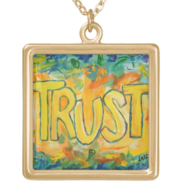 Trust Word Art Necklace Pendant Charm (Front)