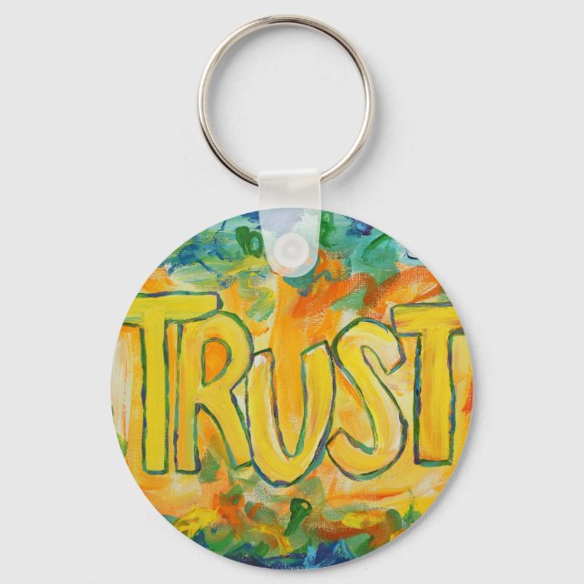Trust Word Art Painting Inspirational Key Chains (Front)