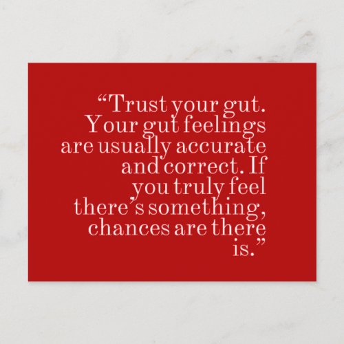 TRUST YOUR GUT FEELINGS USUALLY ACCURATE TRUTH FEE POSTCARD