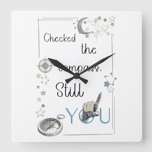 Trust Your Inner Compass. Self Care Afirmation Square Wall Clock (Front)