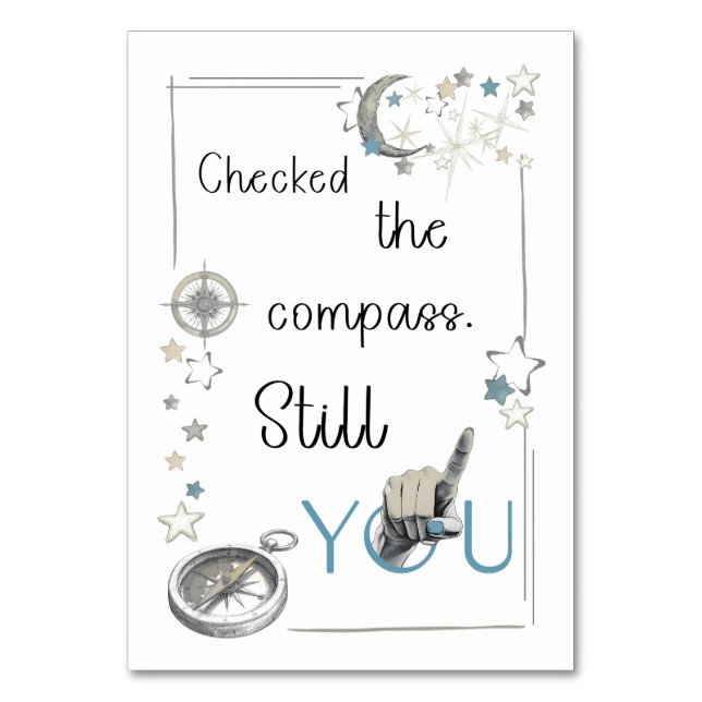 Trust Your Inner Compass. Self Care Afirmation Table Number (Front)