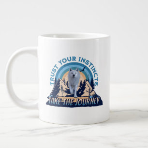 Trust Your Instincts Arctic Wolf Adventure Art Giant Coffee Mug