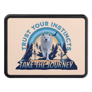 Trust Your Instincts Arctic Wolf Adventure Art Hitch Cover