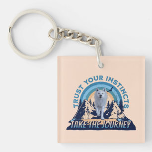 Trust Your Instincts Arctic Wolf Adventure Art Keychain