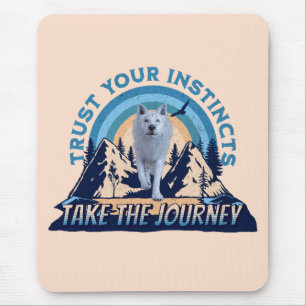 Trust Your Instincts Arctic Wolf Adventure Art Mouse Pad