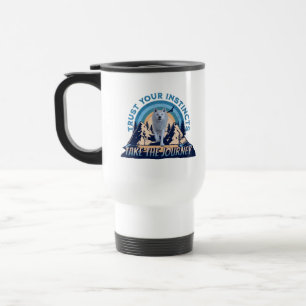 Trust Your Instincts Arctic Wolf Adventure Art Travel Mug