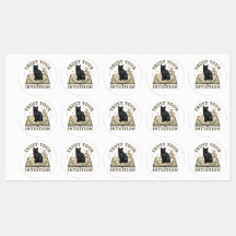 Trust Your Intuition Black Cat Book Round Labels