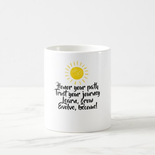 Trust your path inspirational coffee mug with sun 