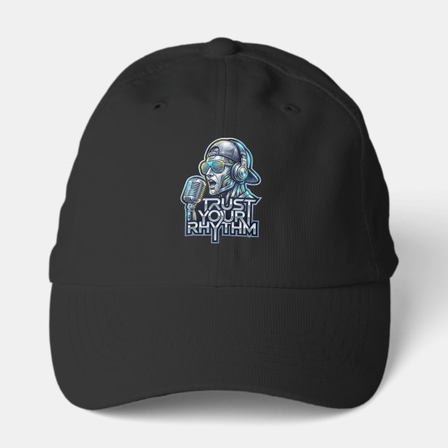 Trust Your Rhythm - Futuristic Music Robot Performance Cap (Front)