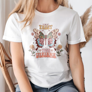 "Trust Your Vision" Boho Moth Moon Flowers T-Shirt